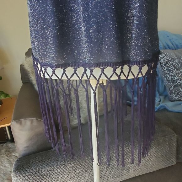 Skies are Blue glitter navy fringe tanktop L - Picture 12 of 16